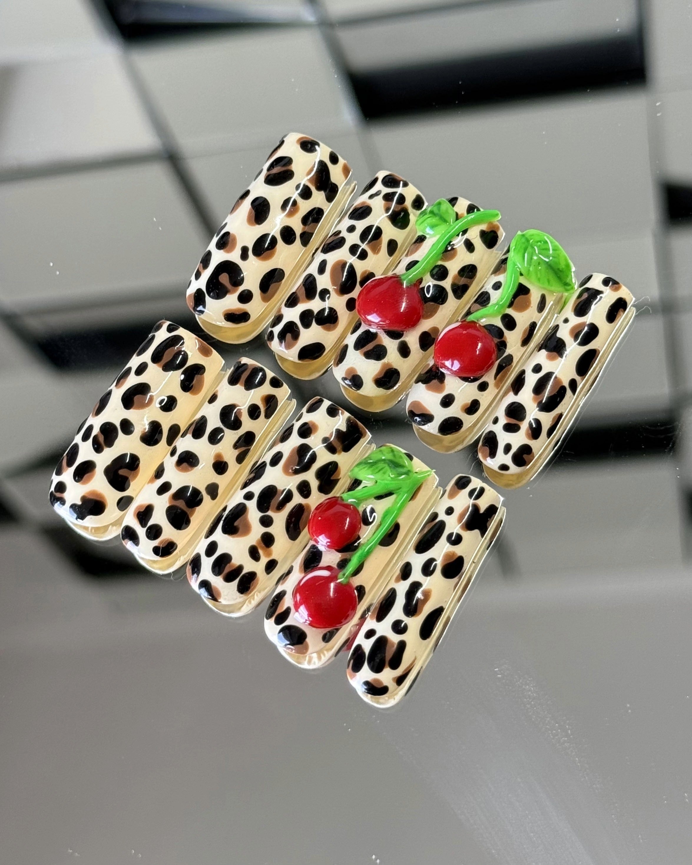 Leopard Print Design and 3D Cherries